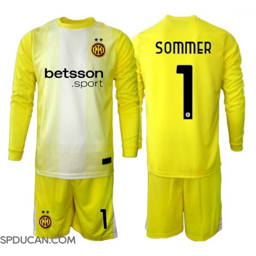 Dječji Nogometni Dres Inter Milan Yann Sommer #1 Golmanski Gostujuci 2025-26 Dugi Rukav (+ Kratke hlače)